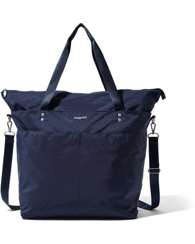 Baggallini Large Carryall Tote Bag With Crossbody Strap - Blue