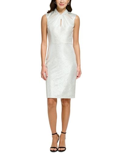 Vince Camuto Metallic Polyester Sheath Dress - White