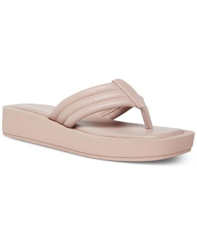 Madden Girl Amarri Faux Leather Toe-post Flatform Sandals - Pink
