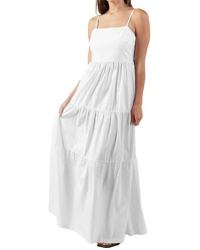 Monrow Smocked Long Dress In White