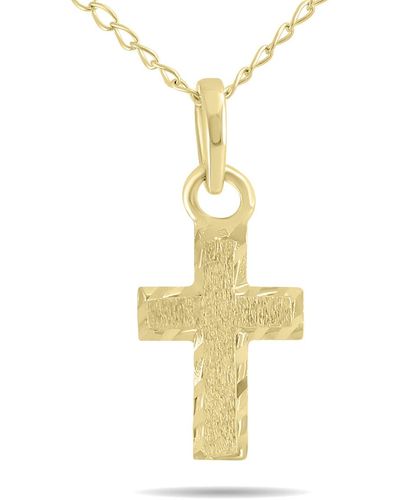 Monary 10k Gold Small Cross Pendant Necklace - Yellow