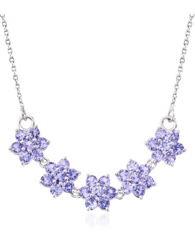 Ross-Simons Tanzanite Floral Necklace - Blue