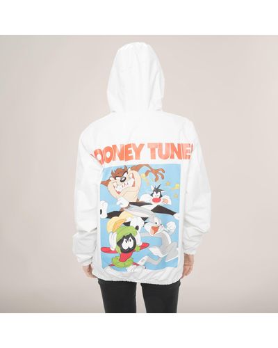 Members Only Looney Tunes Collab Popover Oversized Jacket - White