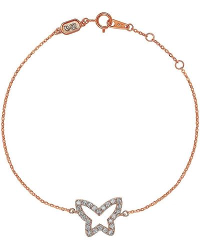 Suzy Levian 14k Rose Gold & .30 Cttw Diamond Butterfly Solitaire Bracelet - Metallic