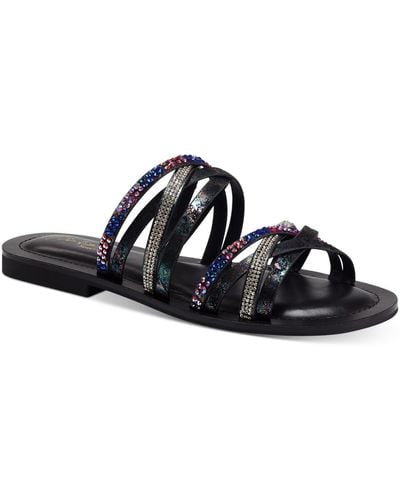 Thalia Sodi Marlina Faux Leather Slide Sandals - Black