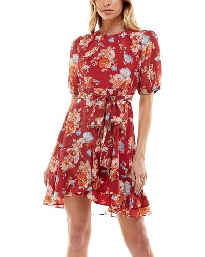 B Darlin Juniors Floral Mini Fit & Flare Dress - Red