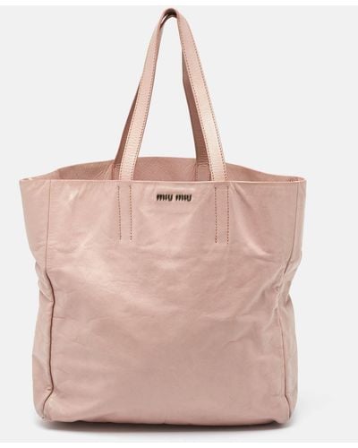 Miu Miu Light Leather Shopper Tote - Pink