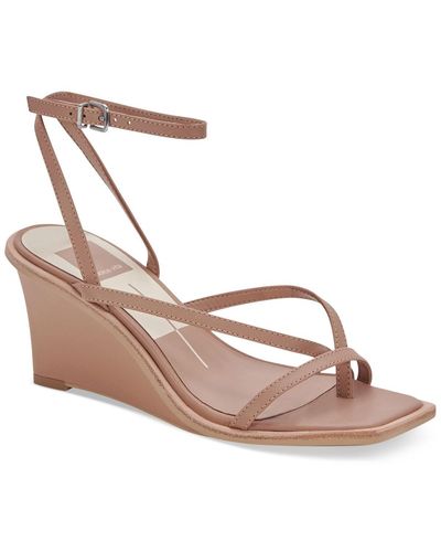 Dolce Vita Gemini Leather Ankle Strap Wedge Sandals - Pink