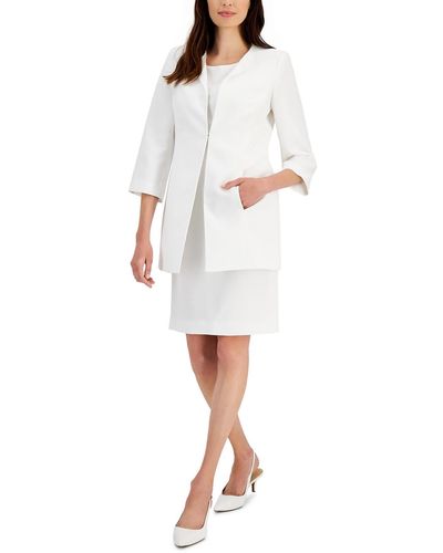 Le Suit Metallic Polyester Dress Suit - White