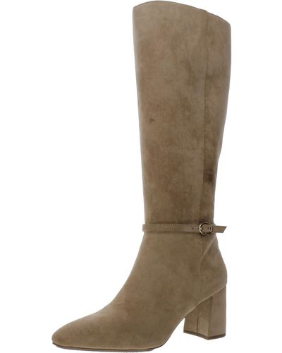 Anne Klein Brenice Pointed Toe Zipper Side Closure Thigh-high Boots - Natural