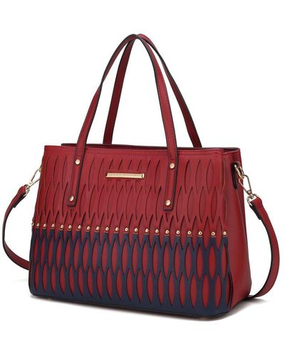 MKF Collection by Mia K Quinn Triple Compartment Color Block Tote Bag - Red