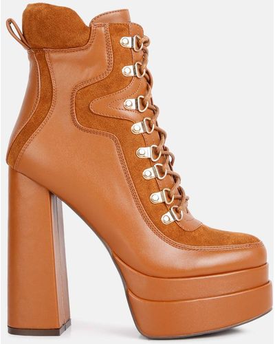 LONDON RAG Beamer Faux Leather High Heeled Ankle Boots - Brown