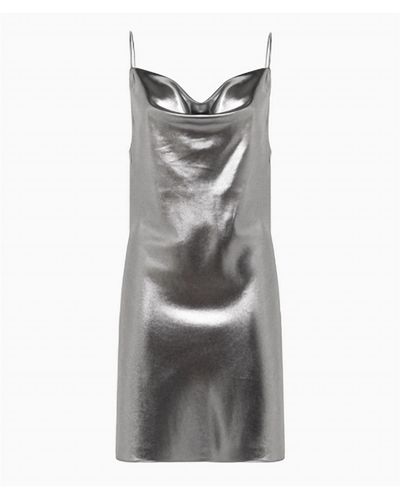 ROTATE BIRGER CHRISTENSEN Metallic Mini Slip Dress - Gray