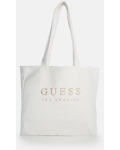 Guess Factory Terry Cloth Logo Tote - White