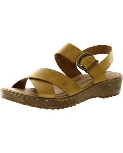 Born Aida Distressed Comfort Wedge Sandals - Yellow