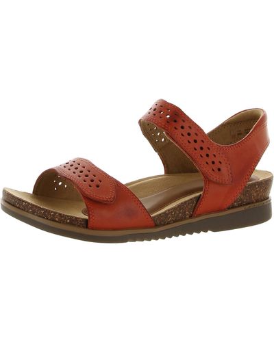 Cobb Hill May Wave Leather Perforated Flatform Sandals - Brown