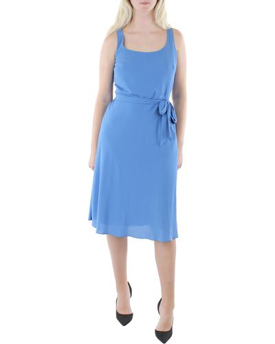 Lauren by Ralph Lauren Crepe Calf Midi Dress - Blue