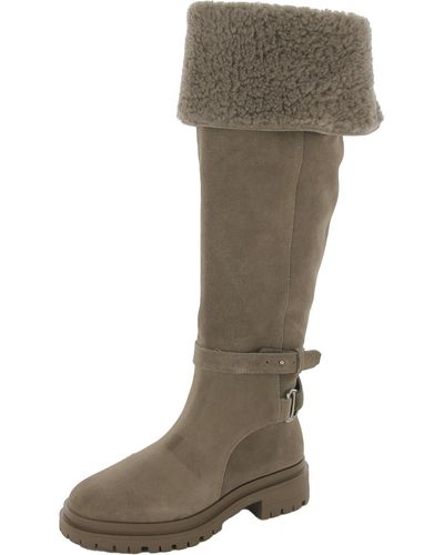 Lauren by Ralph Lauren Cristine Suede Shearling Over-the-knee Boots - Gray