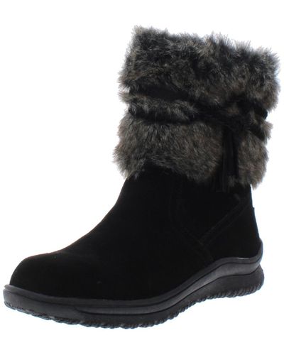 Minnetonka Everett Suede Water Resistant Winter Boots - Black