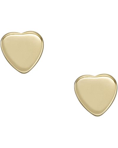Fossil Hearts Gold-tone Stainless Steel Stud Earrings - Metallic