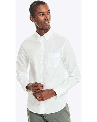 Nautica Wrinkle-resistant Wear To Work Poplin Shirt - White