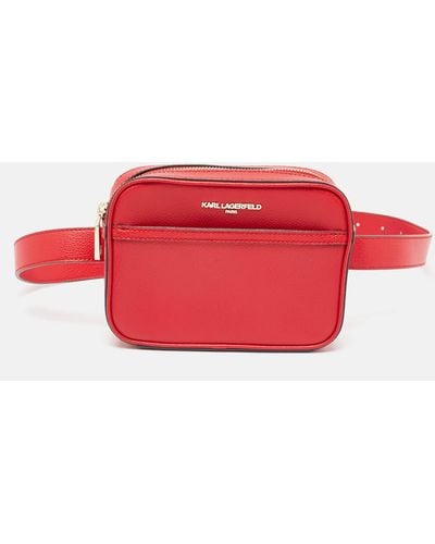 Karl Lagerfeld Leather Camera Waist Belt Bag - Red