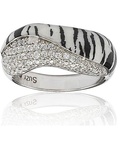 Suzy Levian Wild Side Sterling Silver Cubic Zirconia Tiger Ring - Metallic