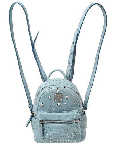 MCM Leather X Mini Studded Strak-bebe Boo Backpack - Blue