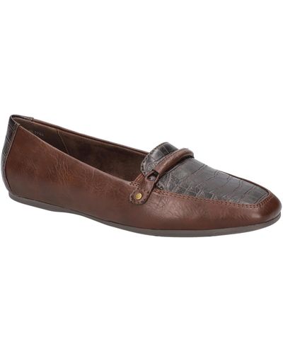 Easy Street Catsha Faux Leather Square Toe Loafers - Brown