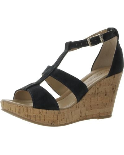 Cordani Raquel Suede T-strap Wedge Sandals - Black