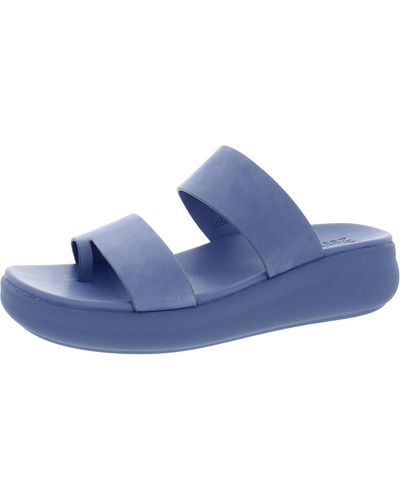 Naturalizer Genn-drift 2 Leather Slip On Wedge Sandals - Blue