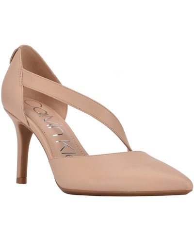 Calvin Klein Gilisa Leather Pointed Toe D'orsay Heels - Pink
