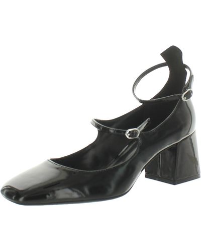 Mng Comfort Insole Faux Leather Block Heels - Black