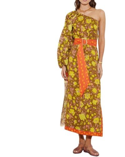 BOTEH Alvita One Shoulder Maxi With Belt - Yellow