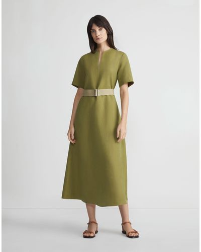 Lafayette 148 New York Silk-linen Midi Dress - Green