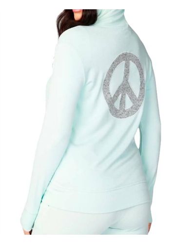 French Kyss Zip Peace Hoodie - Blue