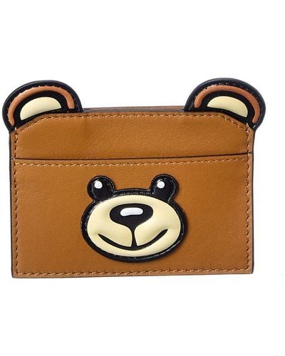 Moschino Teddy Leather Card Case - Brown