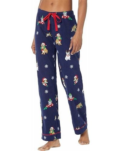 Pj Salvage Holiday Pups Flannel Pants - Blue