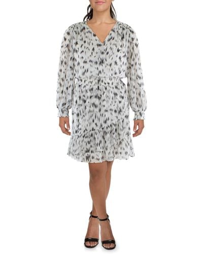 Vince Camuto Plus Printed Knee-length Fit & Flare Dress - Gray