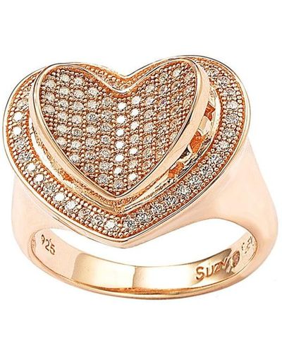 Suzy Levian Sterling Cubic Zirconia Heart Ring - Natural
