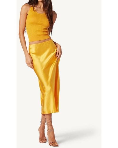 SABLYN Miranda Midi Silk Skirt - Yellow