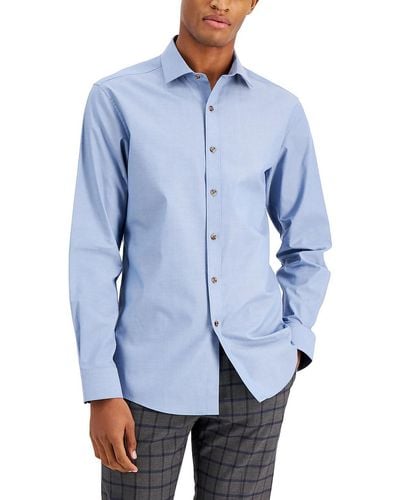 BarIII Organic Cotton Collared Button-down Shirt - Blue