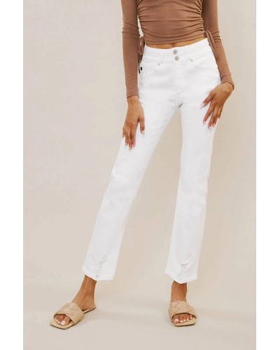Kancan Summer High-rise Slim Straight Jean In White - Natural