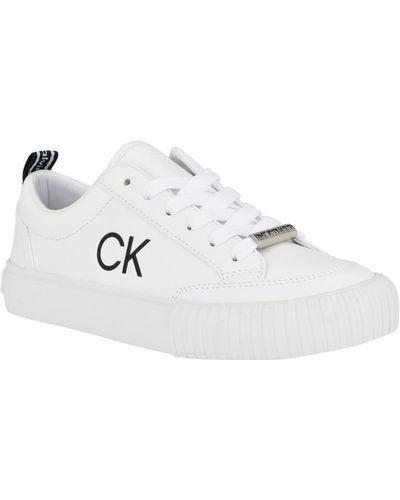 Calvin Klein Lariss Faux Leather Low-top Casual And Fashion Sneakers - Metallic