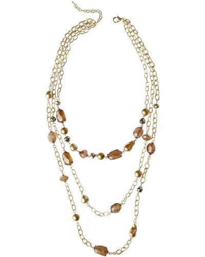 Misook Multi-stone Chain Necklace - White