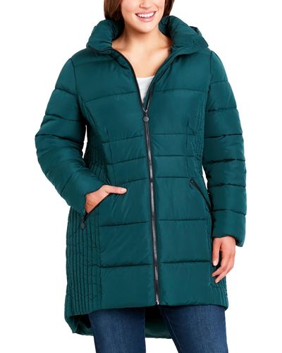 Evans Plus Quilted Hooded Puffer Jacket - Green