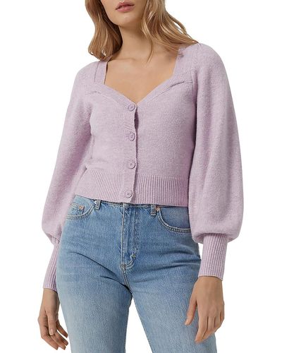 French Connection Square Neck Knit Cardigan Sweater - Purple