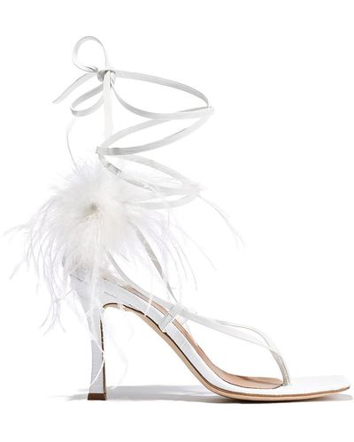 Brother Vellies Paloma Leather Feathered Pumps - White