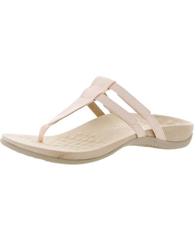 Vionic Elvia Leather Thong Slide Sandals - White