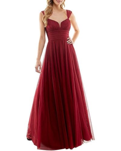 City Studios Juniors Emma Pleated Prom Evening Dress - Red